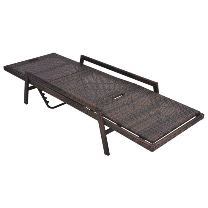Chaise longue avec coussin Résine tressée Marron – Image 2