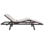 Chaise longue avec coussin Résine tressée Marron – Image 4
