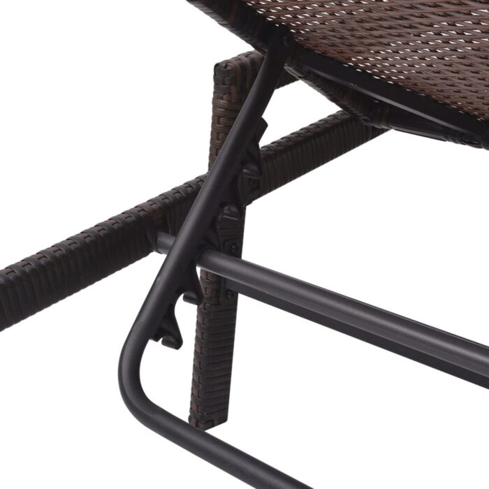 Chaise longue avec coussin Résine tressée Marron – Image 5