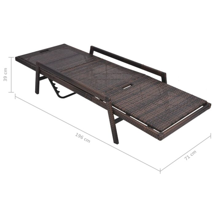 Chaise longue avec coussin Résine tressée Marron – Image 6