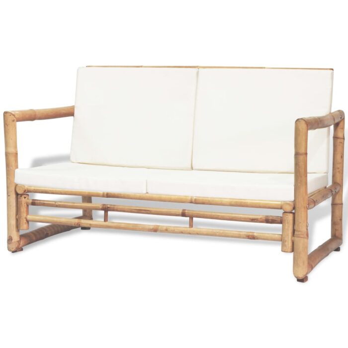 Canapé de jardin à 2 places avec coussins Bambou – Image 1