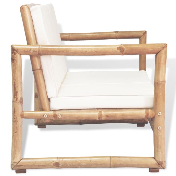 Canapé de jardin à 2 places avec coussins Bambou – Image 3