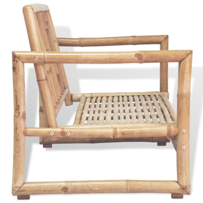 Canapé de jardin à 2 places avec coussins Bambou – Image 4