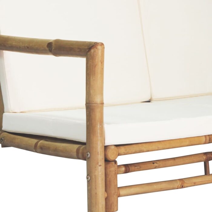 Canapé de jardin à 2 places avec coussins Bambou – Image 5