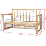 Canapé de jardin à 2 places avec coussins Bambou – Image 6