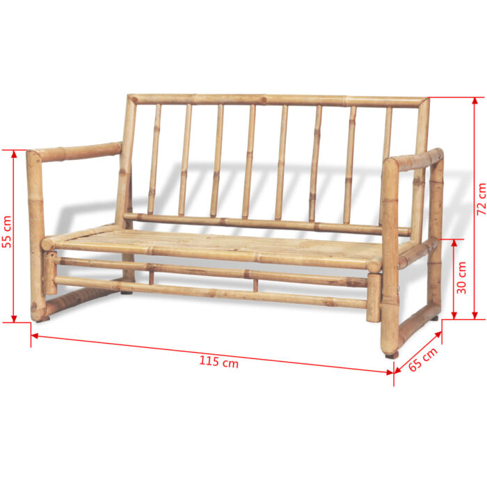 Canapé de jardin à 2 places avec coussins Bambou – Image 6