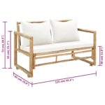 Canapé de jardin à 2 places avec coussins Bambou – Image 7