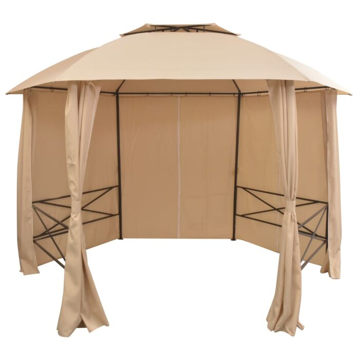 Chapiteau tente de jardin avec rideaux Hexagonal 360 x 265 cm – Image 1