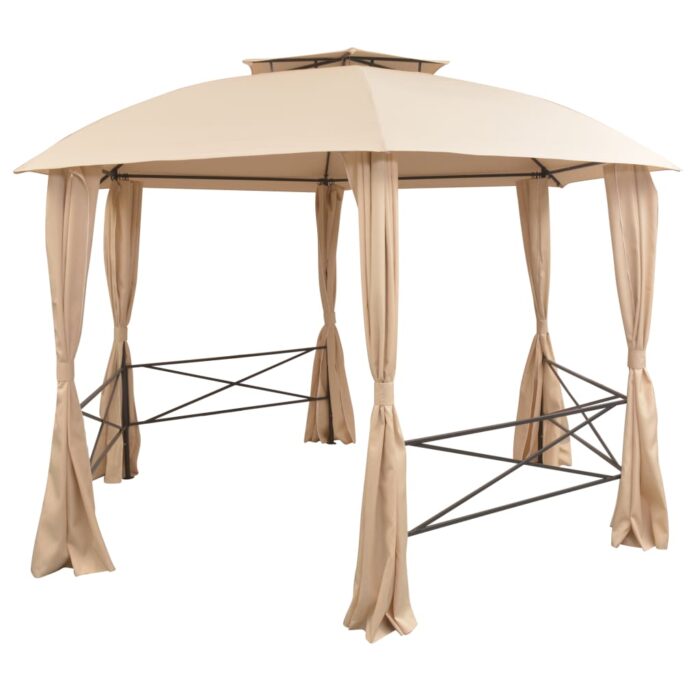 Chapiteau tente de jardin avec rideaux Hexagonal 360 x 265 cm – Image 2