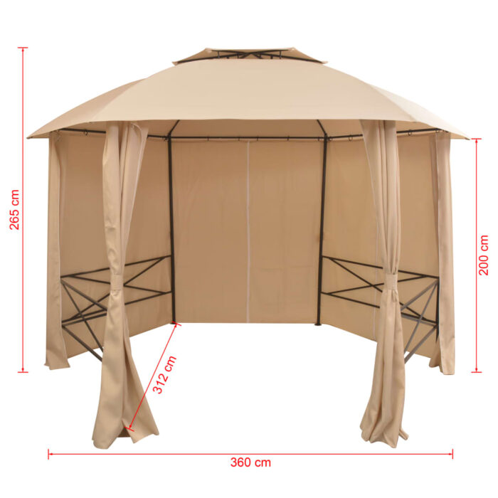 Chapiteau tente de jardin avec rideaux Hexagonal 360 x 265 cm – Image 8