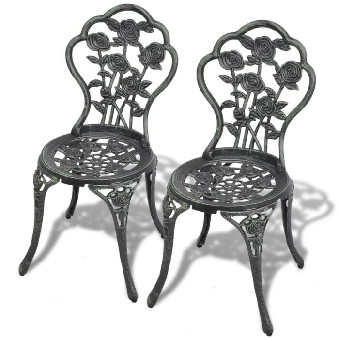 Chaises de bistro lot de 2 Aluminium coulé Vert – Image 1