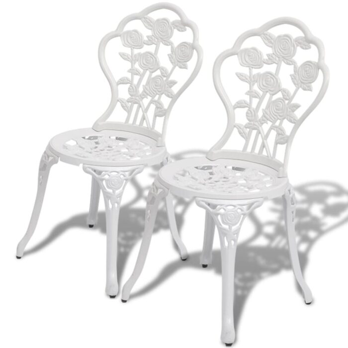 Chaises de bistro lot de 2 Aluminium coulé Blanc – Image 1