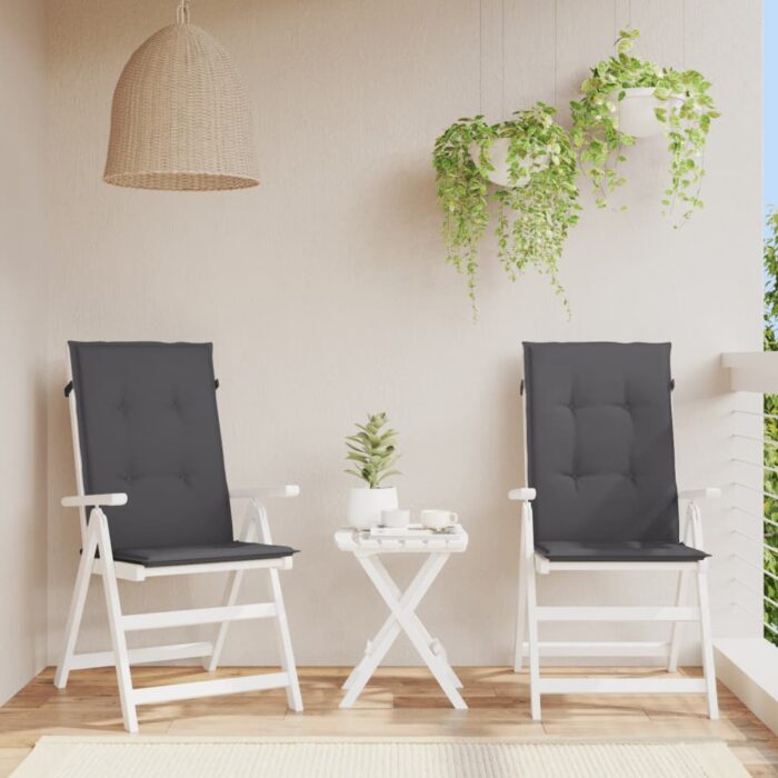 Coussins de chaise de jardin à dossier haut lot de 2 anthracite – Image 1