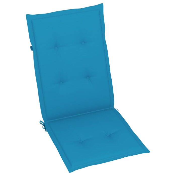 Coussins de chaise de jardin à dossier haut lot de 2 bleu tissu – Image 2