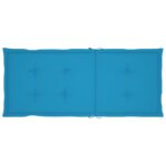 Coussins de chaise de jardin à dossier haut lot de 4 bleu tissu – Image 4