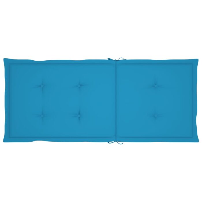 Coussins de chaise de jardin à dossier haut lot de 4 bleu tissu – Image 4