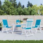 Coussins de chaise de jardin à dossier haut lot de 4 bleu tissu