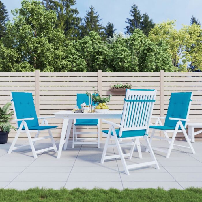 Coussins de chaise de jardin à dossier haut lot de 4 bleu tissu – Image 1