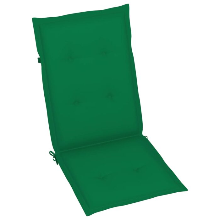 Coussins de chaise de jardin à dossier haut lot de 2 vert tissu – Image 2