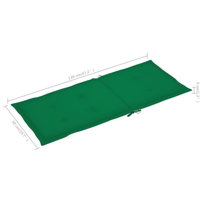 Coussins de chaise de jardin à dossier haut lot de 2 vert tissu – Image 6