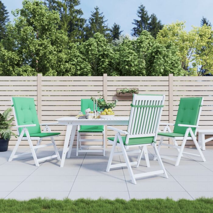 Coussins de chaise de jardin à dossier haut lot de 4 vert tissu – Image 1