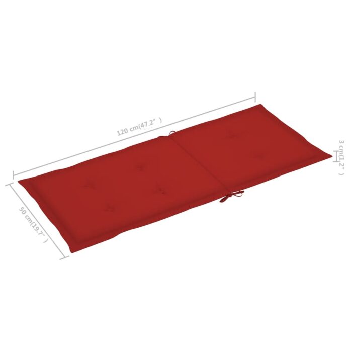 Coussins de chaise de jardin dossier haut lot de 4 rouge tissu – Image 6
