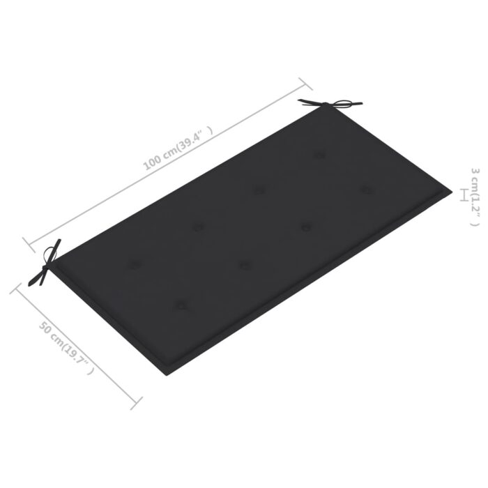 Coussin de banc de jardin anthracite 100x50x4 cm tissu oxford – Image 4