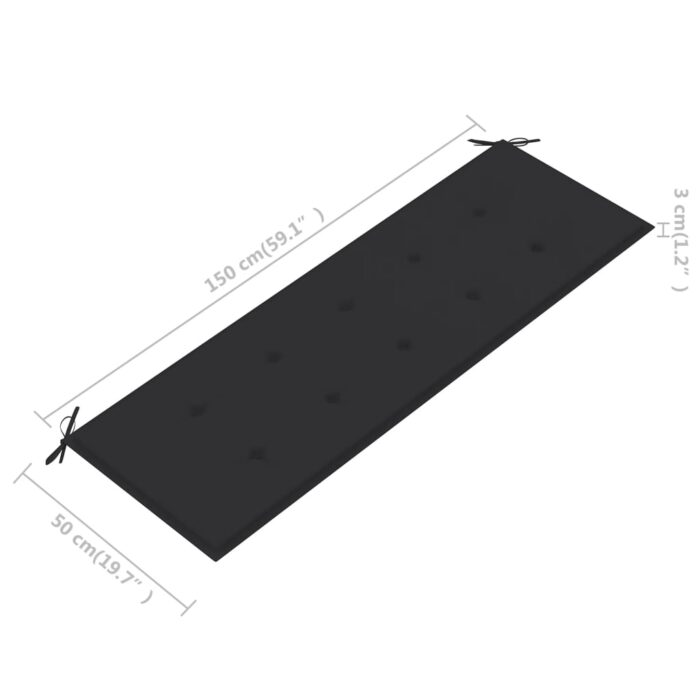Coussin de banc de jardin anthracite 150x50x3 cm tissu oxford – Image 4