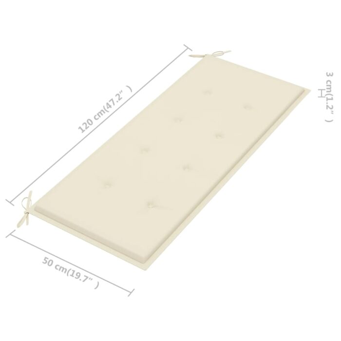 Coussin de banc de jardin crème 120x50x3 cm tissu oxford – Image 4