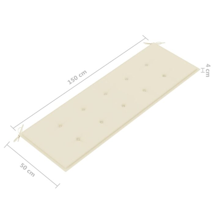 Coussin de banc de jardin crème 150x50x4 cm tissu oxford – Image 3