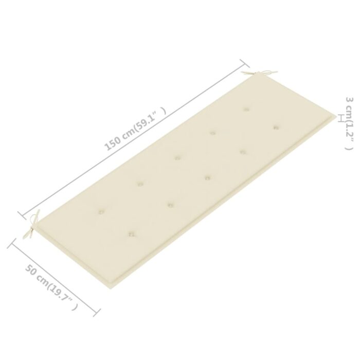 Coussin de banc de jardin crème 150x50x4 cm tissu oxford – Image 4