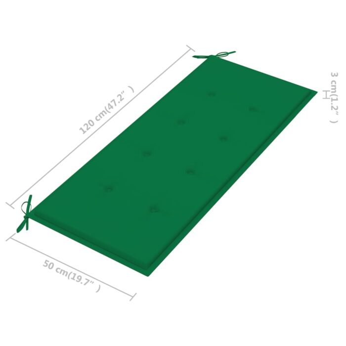 Coussin de banc de jardin vert 120x50x4 cm tissu oxford – Image 4
