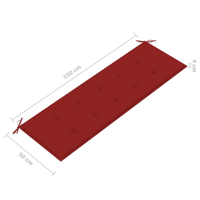 Coussin de banc de jardin rouge 150x50x3 cm tissu oxford – Image 3