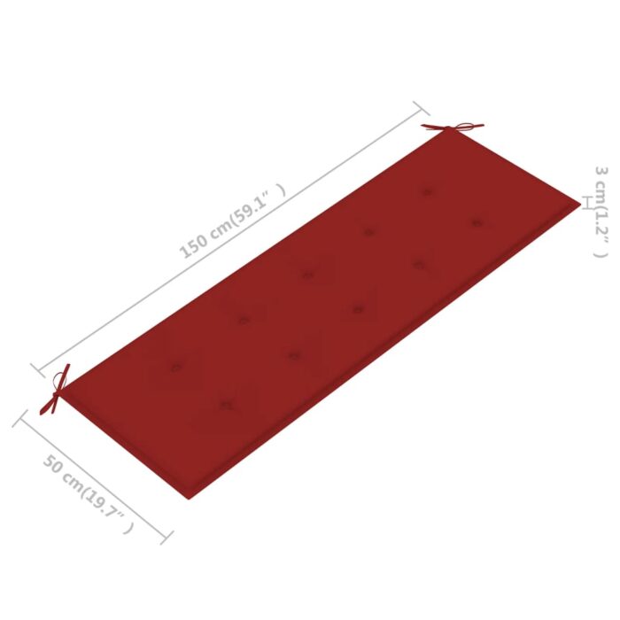 Coussin de banc de jardin rouge 150x50x3 cm tissu oxford – Image 4