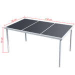 Table de jardin 150x90x74 cm Noir Acier – Image 3