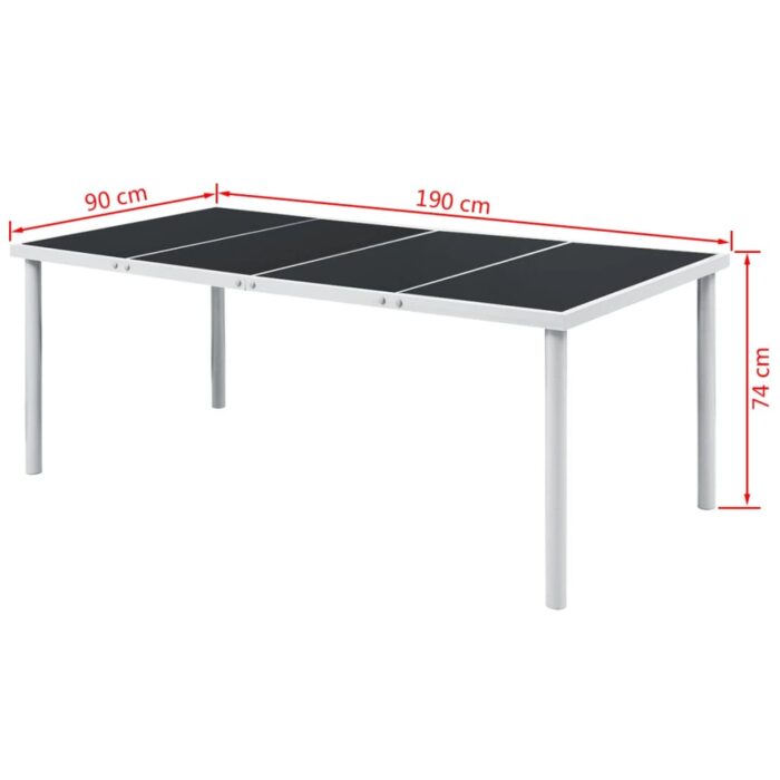 Table de jardin 190x90x74 cm Noir Acier – Image 2