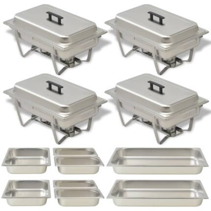 Ensemble de chauffe-plats 4 pcs Acier inoxydable