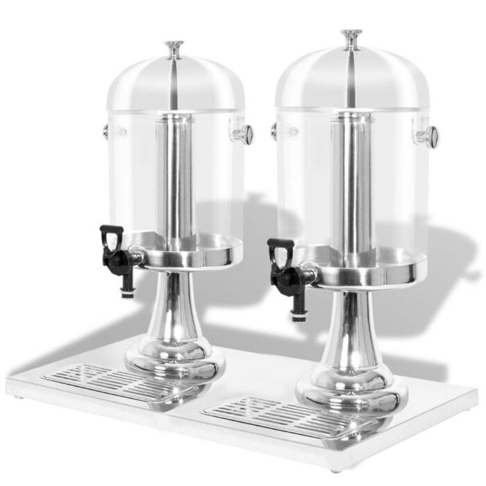 Double distributeur de jus en acier inoxydable 2 x 8 L – Image 1
