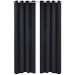 Rideau occultant 2 pcs avec œillets métalliques 135x175 cm Noir