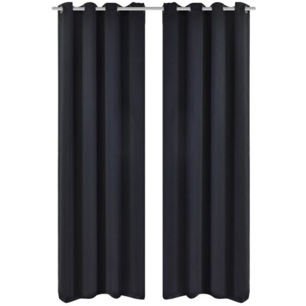 Rideau occultant 2 pcs avec œillets métalliques 135x175 cm Noir