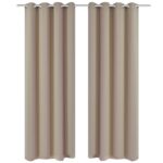 Rideau occultant 2 pcs avec œillets métalliques 135x175cm Crème