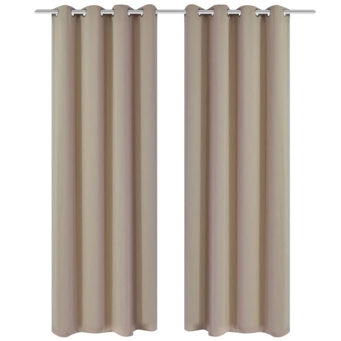 Rideau occultant 2 pcs avec œillets métalliques 135x175cm Crème – Image 1