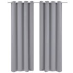 Rideau occultant 2 pcs avec œillets métalliques 135x175 cm Gris