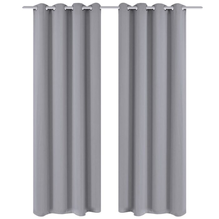 VXL8718475516286_a_en_hd_1.jpg Rideau occultant 2 pcs avec œillets métalliques 135x175 cm Gris – Image 1