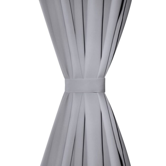 Rideau occultant 2 pcs avec œillets métalliques 135x175 cm Gris – Image 2