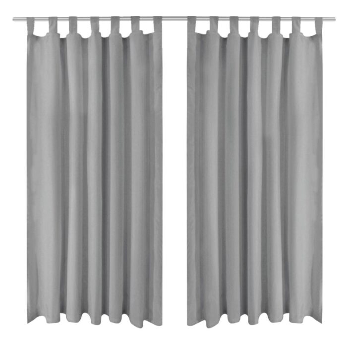 Rideau occultant avec boucles 2 pcs 140 x 175 cm Gris – Image 1