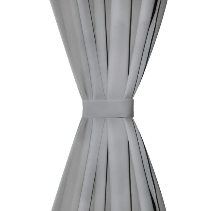 Rideau occultant avec boucles 2 pcs 140 x 245 cm Gris – Image 3