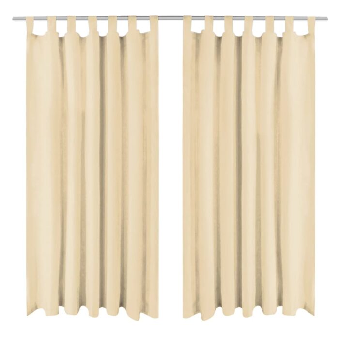 Rideau occultant avec boucles 2 pcs 140 x 175 cm Beige – Image 1