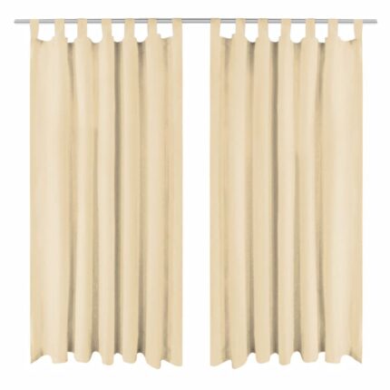 Rideau occultant avec boucles 2 pcs 140 x 245 cm Beige
