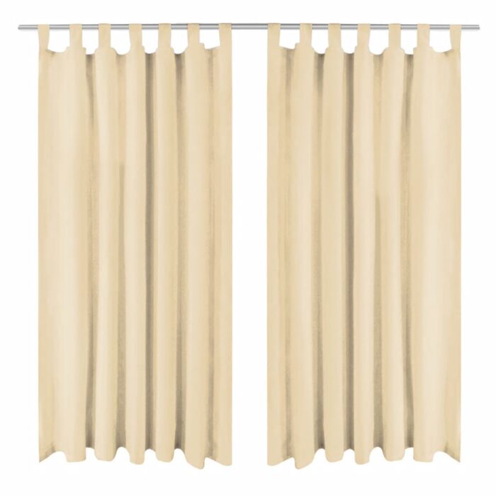 Rideau occultant avec boucles 2 pcs 140 x 245 cm Beige – Image 1